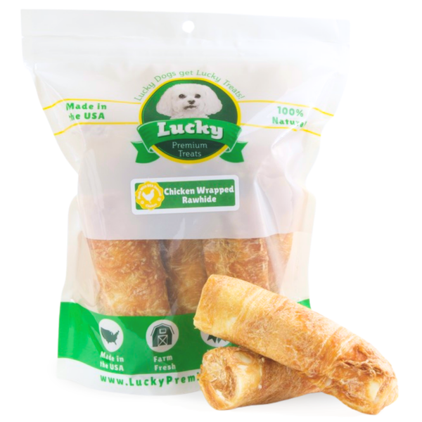Chicken Wrapped Rawhide Thick Cut Mediums – Lucky Premium Treats