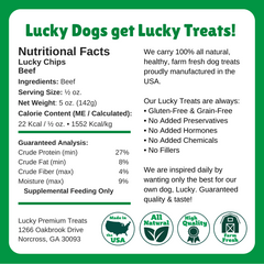  Nutritional Facts + LC Beef + All Natural + No chemicals + No added hormones + No fillers 