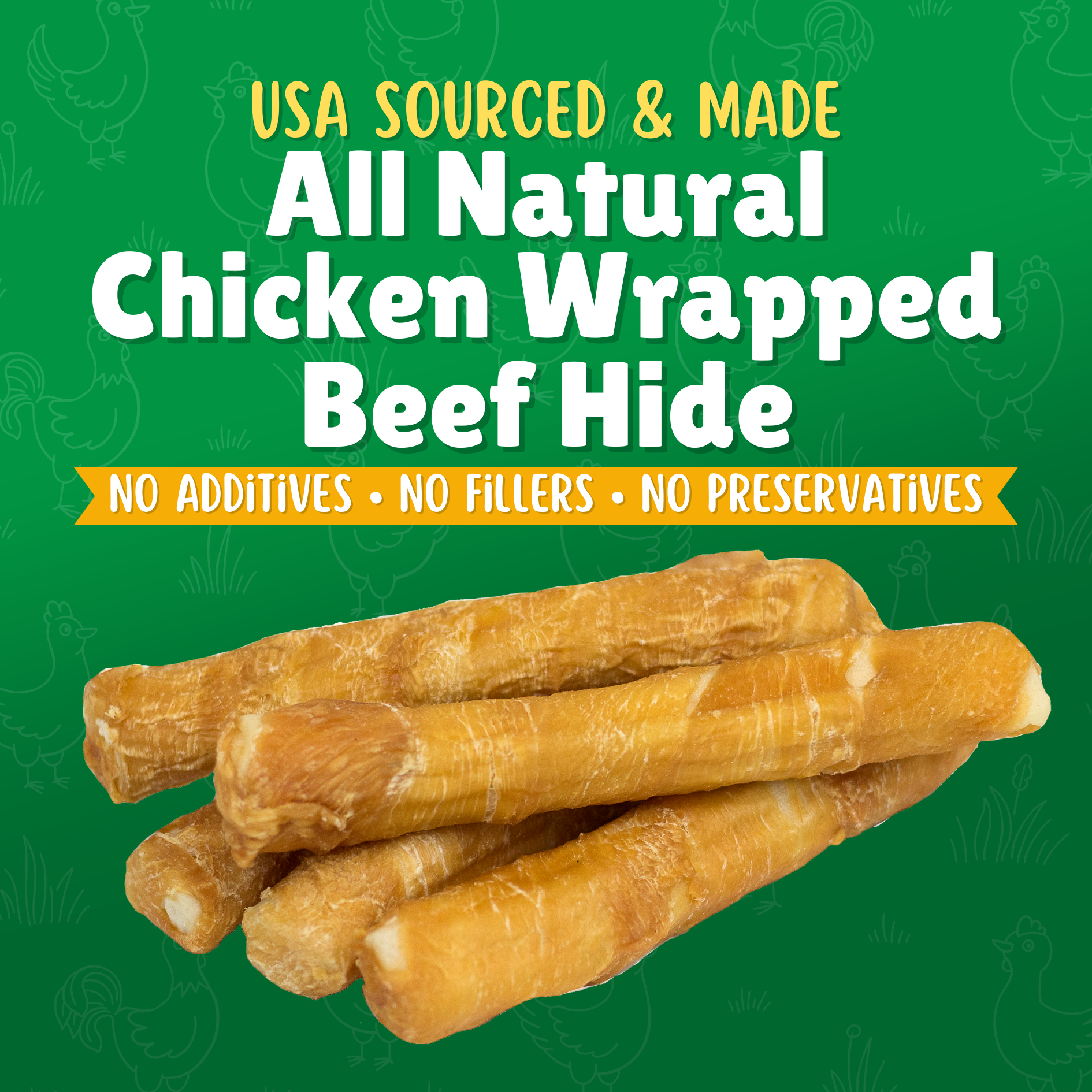 Chicken Wrapped Rawhide Treats for Medium Dogs