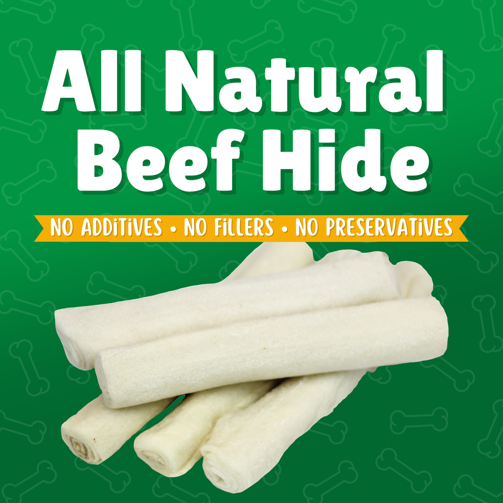 Medium Size Rawhide Dog Chews – Plain & Basted Flavors