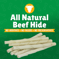 Regular Size Rawhide Dog Chews – Plain & Basted Flavors