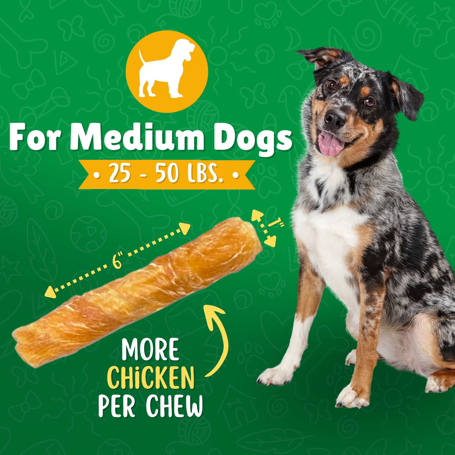 Chicken Wrapped Rawhide Treats for Medium Dogs