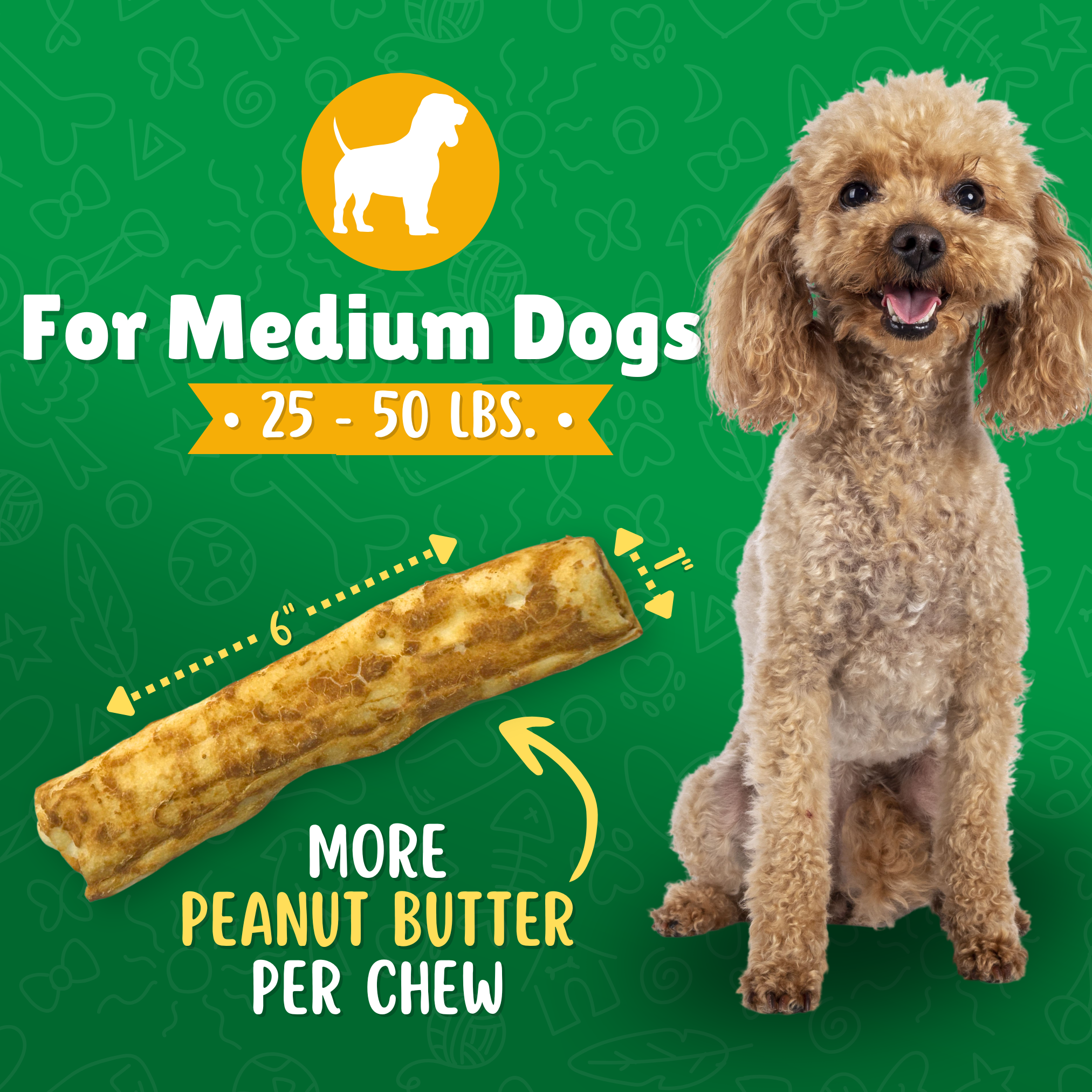 Medium Size Rawhide Dog Chews – Plain & Basted Flavors