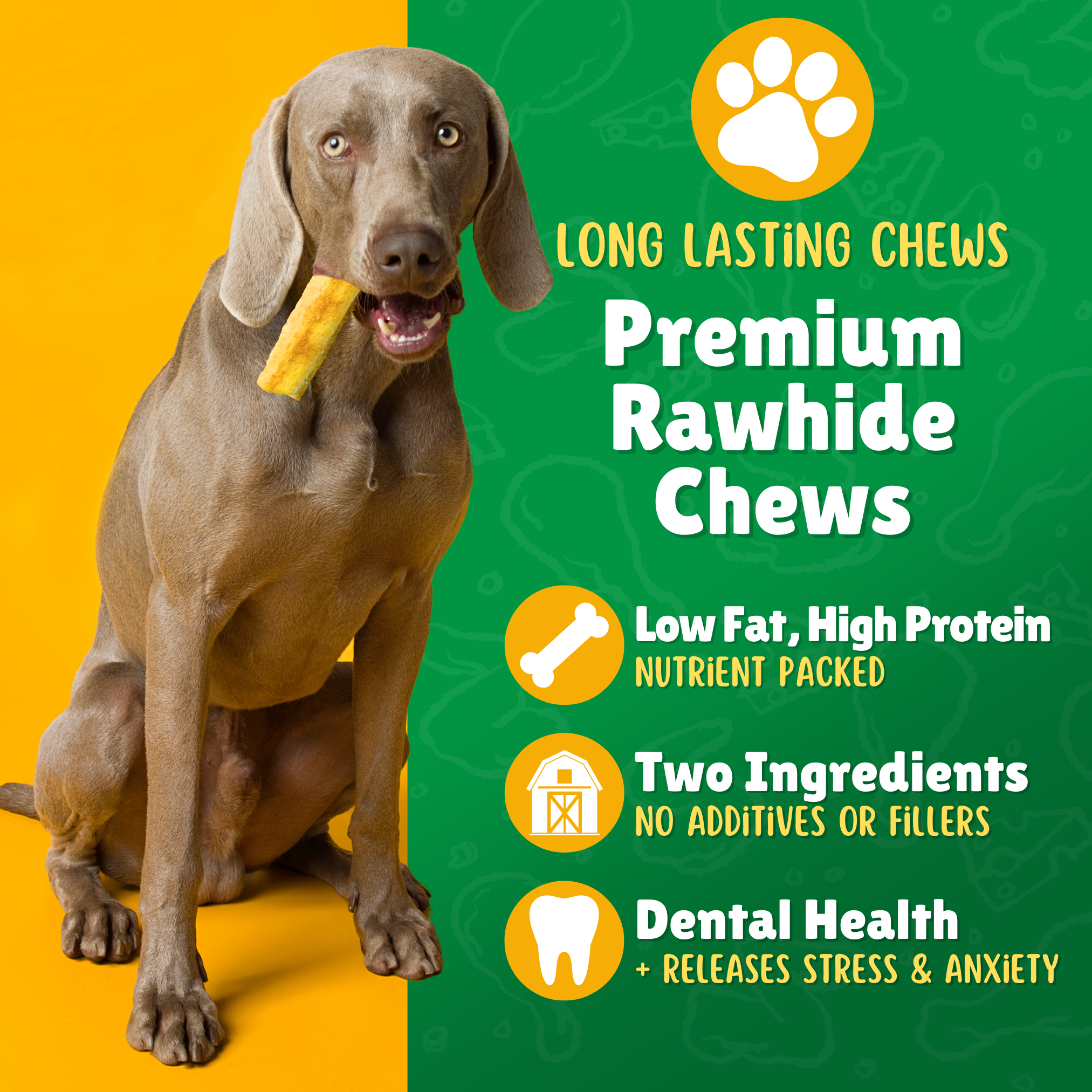 Medium Size Rawhide Dog Chews – Plain & Basted Flavors