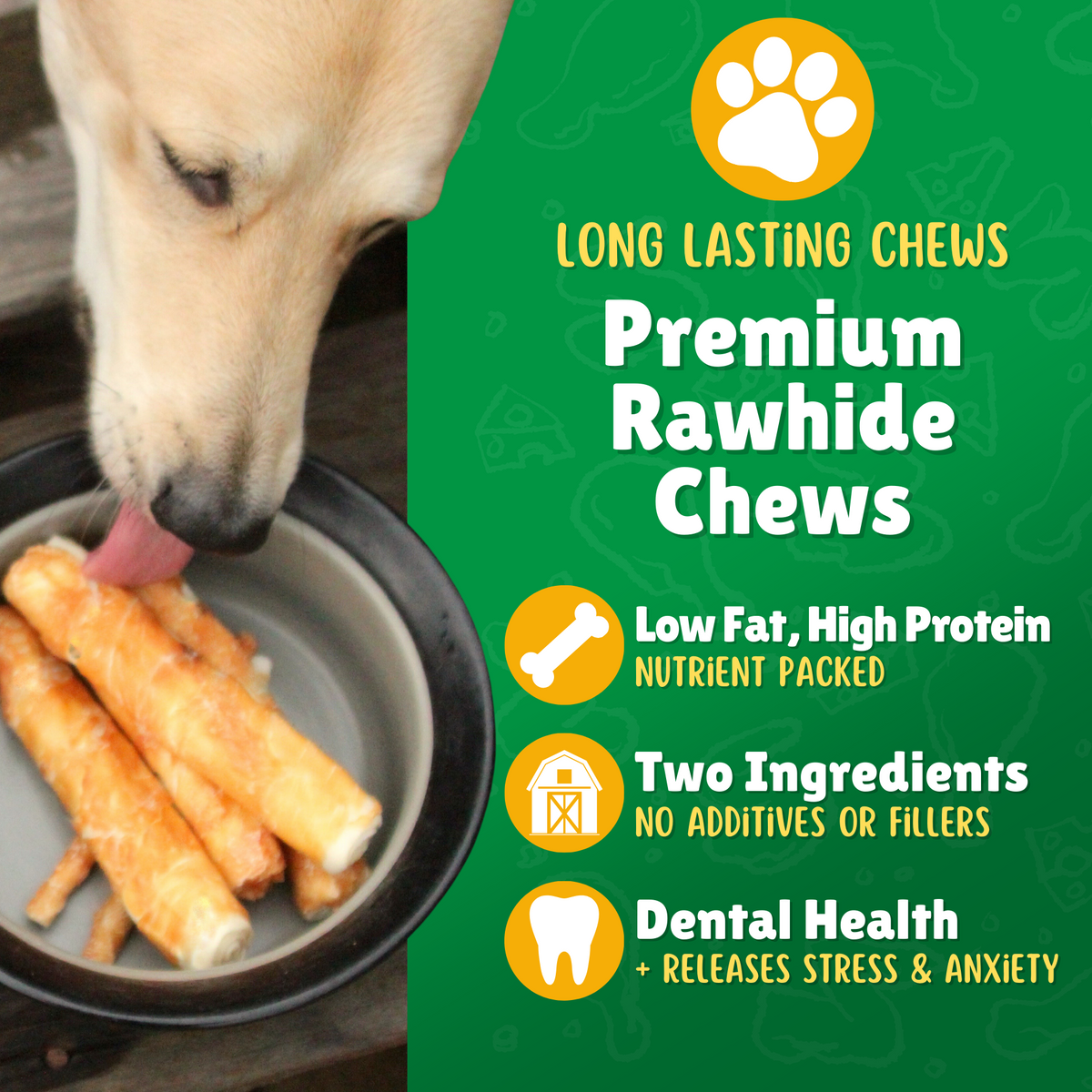 Chicken Wrapped Rawhide Treats for Medium Dogs