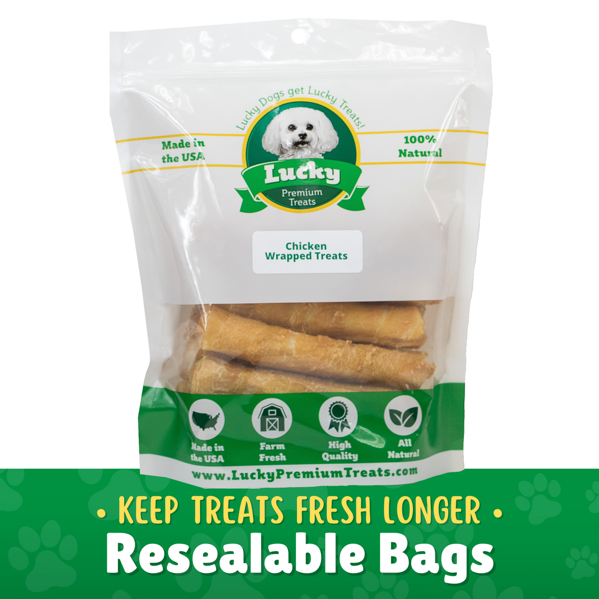 Chicken Wrapped Rawhide Treats for Medium Dogs