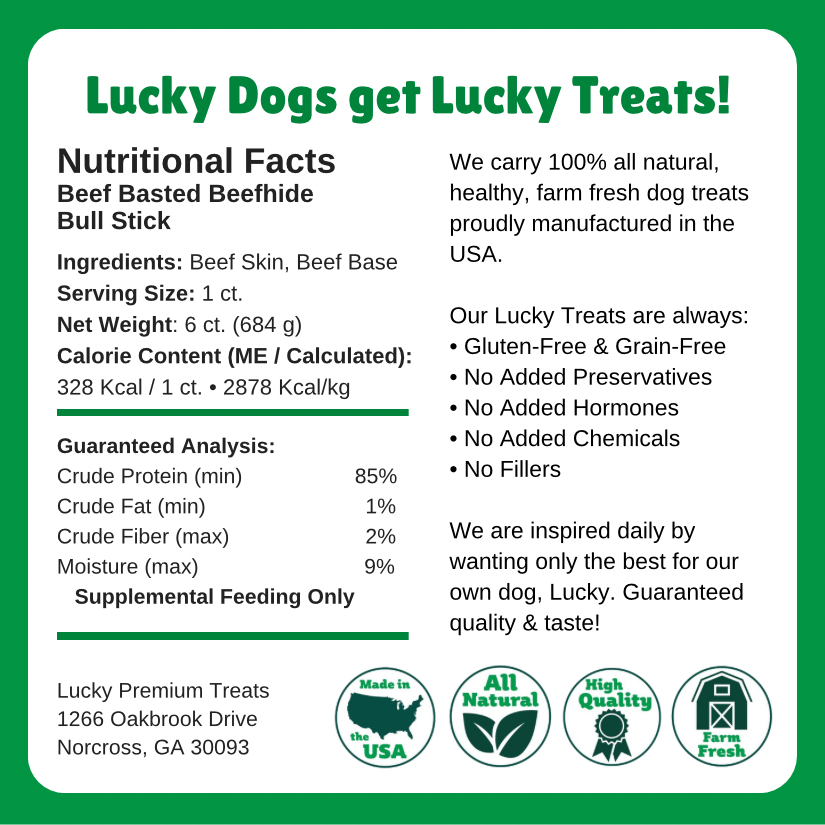 Nutritional Facts + Beefhide + Regular + All Natural + No chemicals + No added hormones + No fillers 