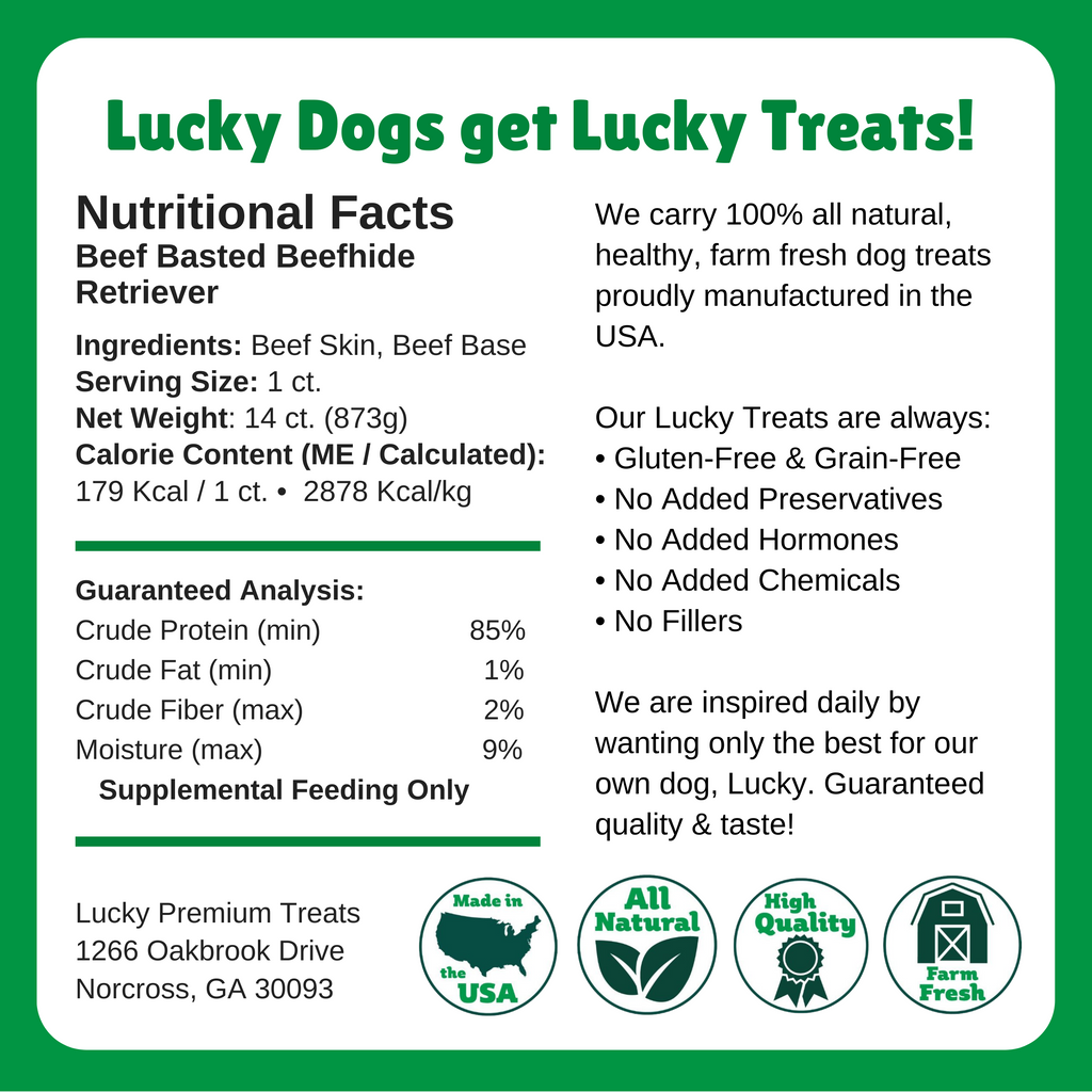 Nutritional Facts + Beefhide + Regular + All Natural + No chemicals + No added hormones + No fillers 