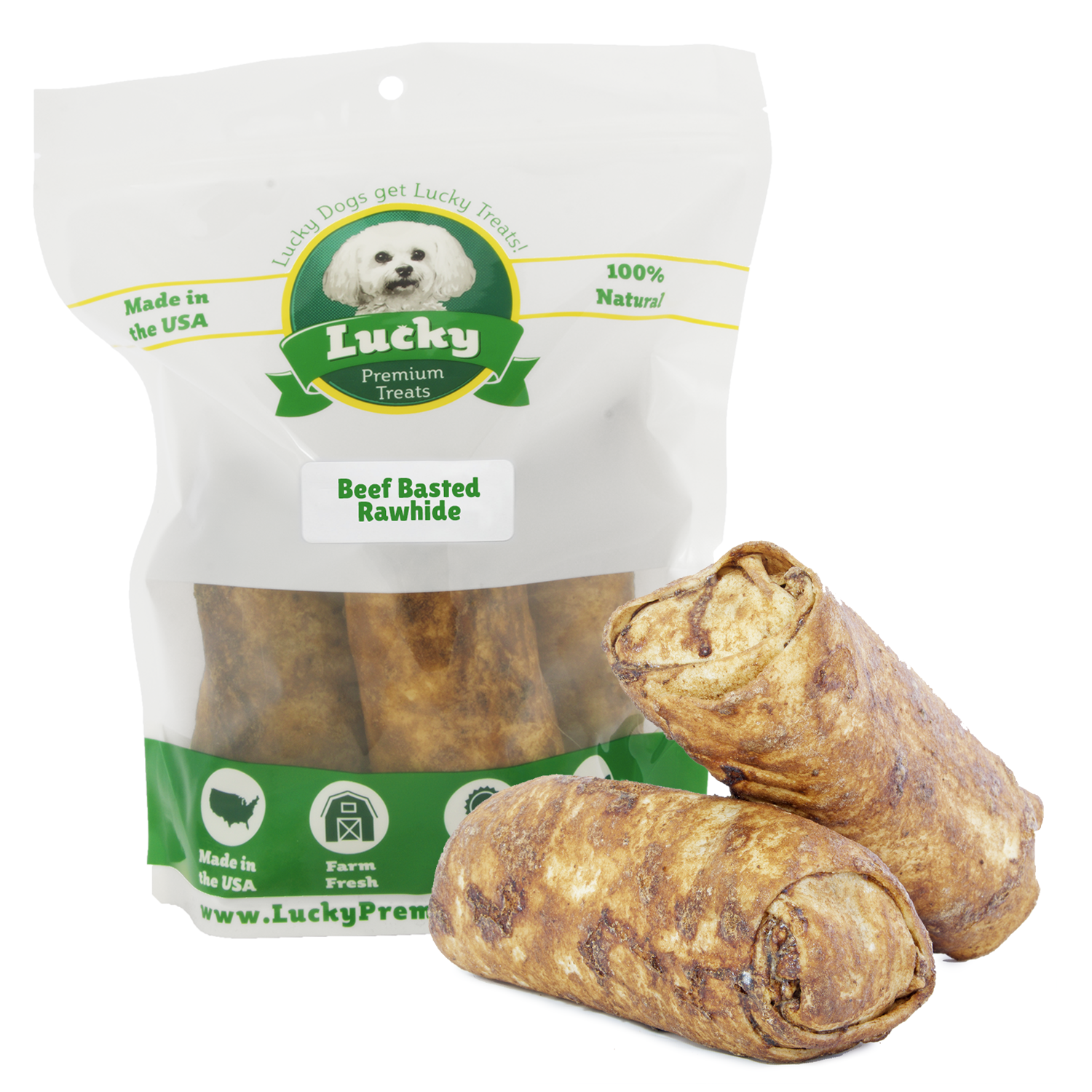 Beef Basted Beefhide (Stubbys)- Lucky Premium Treats 