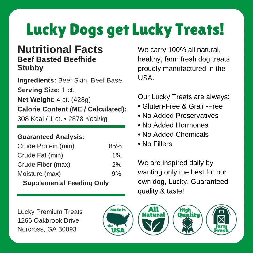 Nutritional Facts + Beefhide + Regular + All Natural + No chemicals + No added hormones + No fillers 