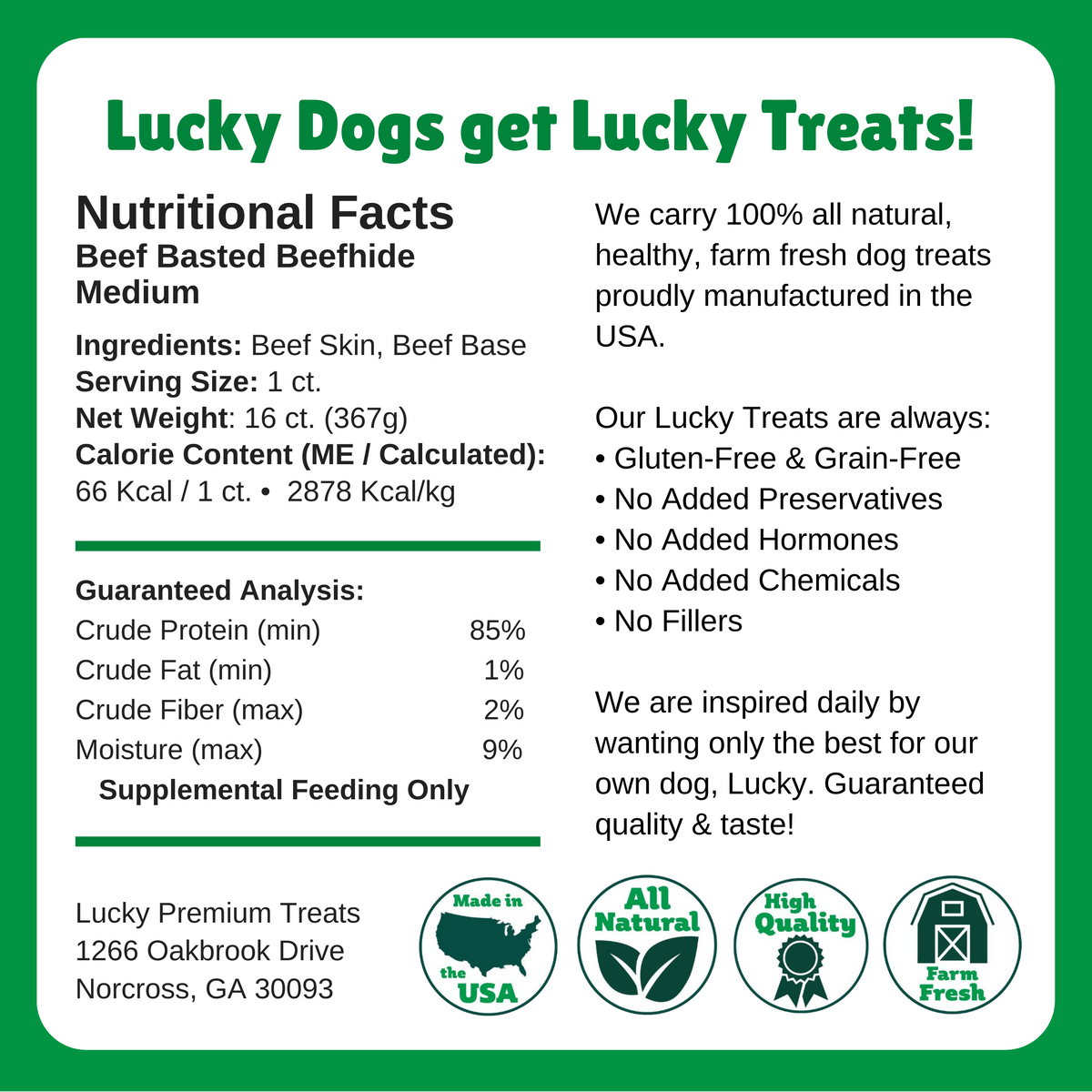 Nutritional Facts + Beefhide + Regular + All Natural + No chemicals + No added hormones + No fillers 