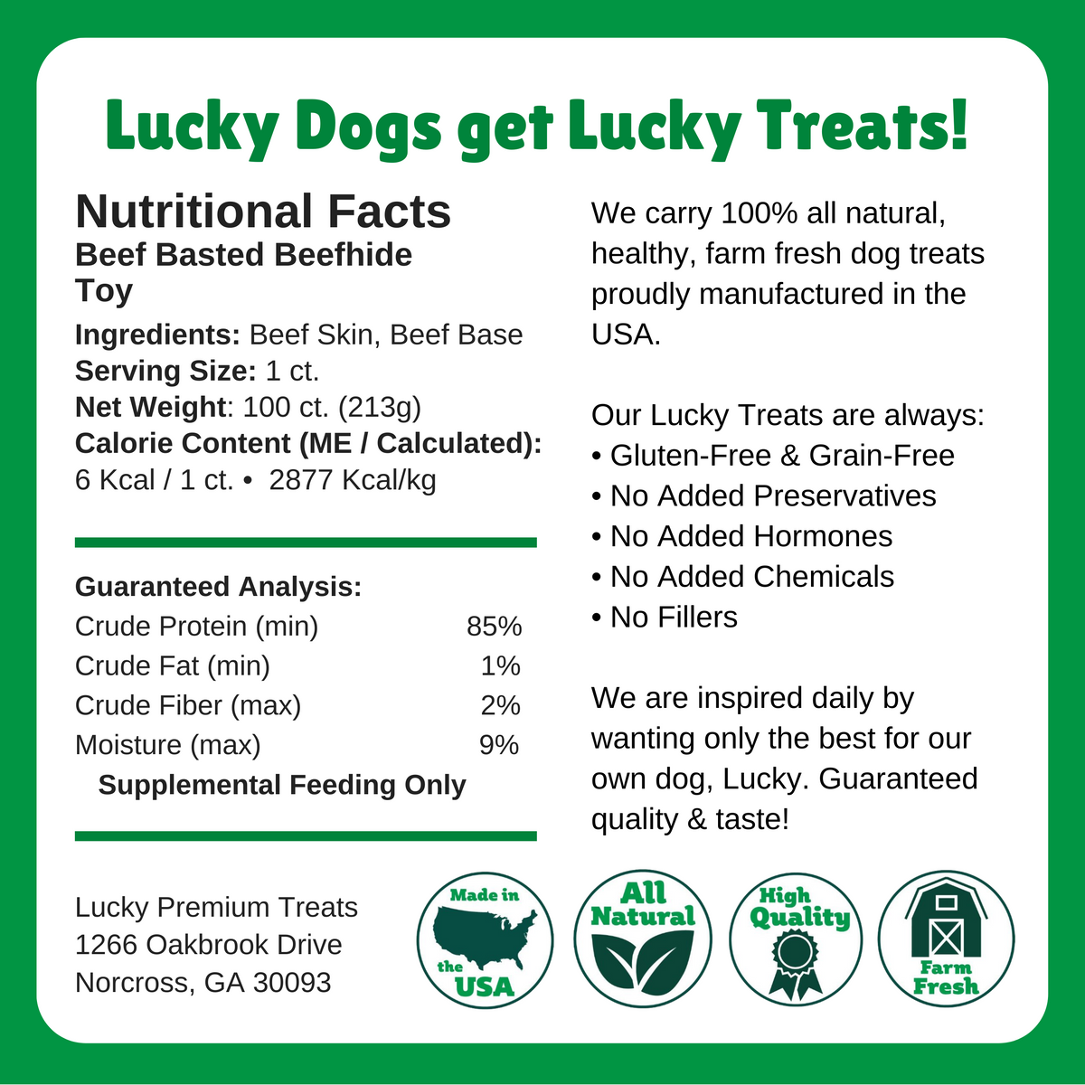 Nutritional Facts + Beefhide + Regular + All Natural + No chemicals + No added hormones + No fillers 