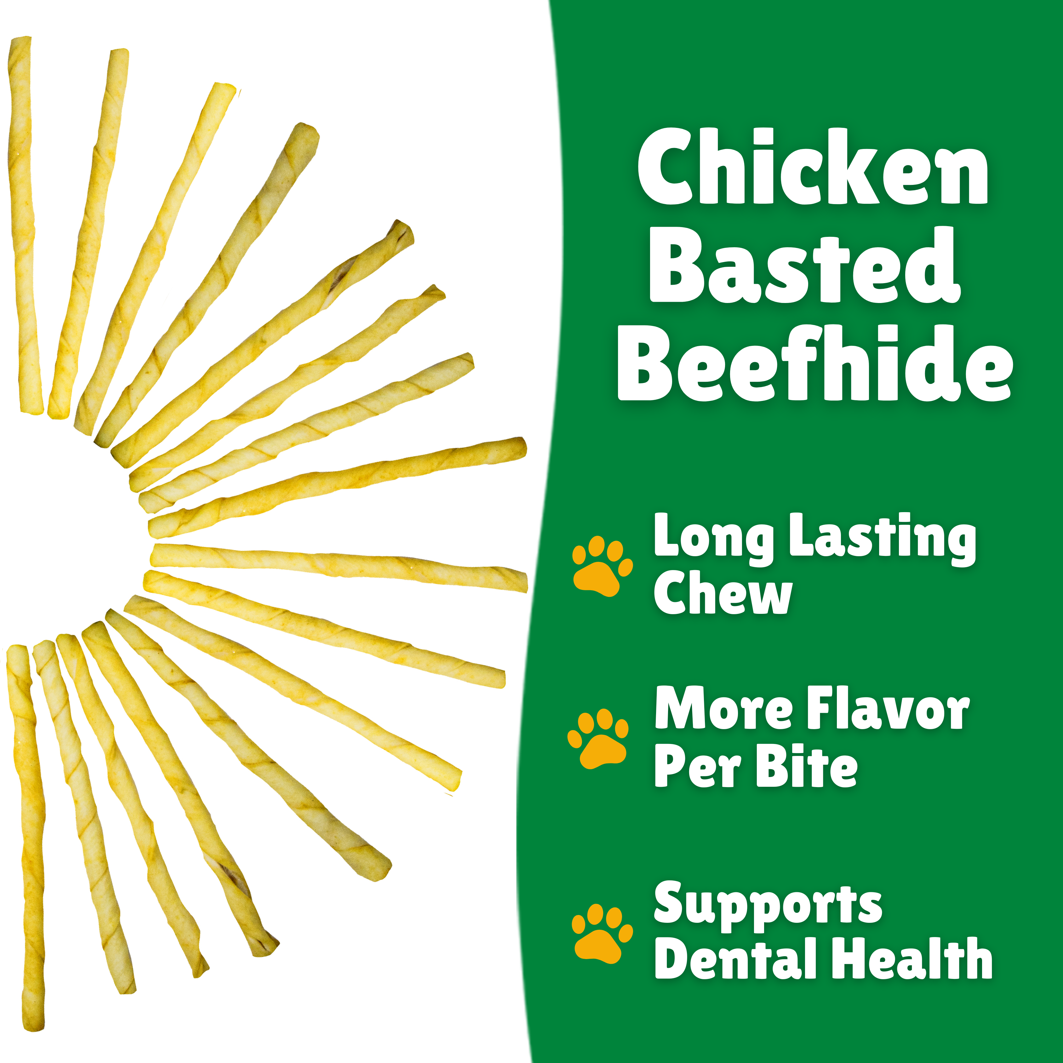 Beefhide facts + Long lasting + Per bite + Dental Health