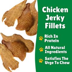 Chicken Jerky Filets + Rich Protein + All Natural + Satisfying