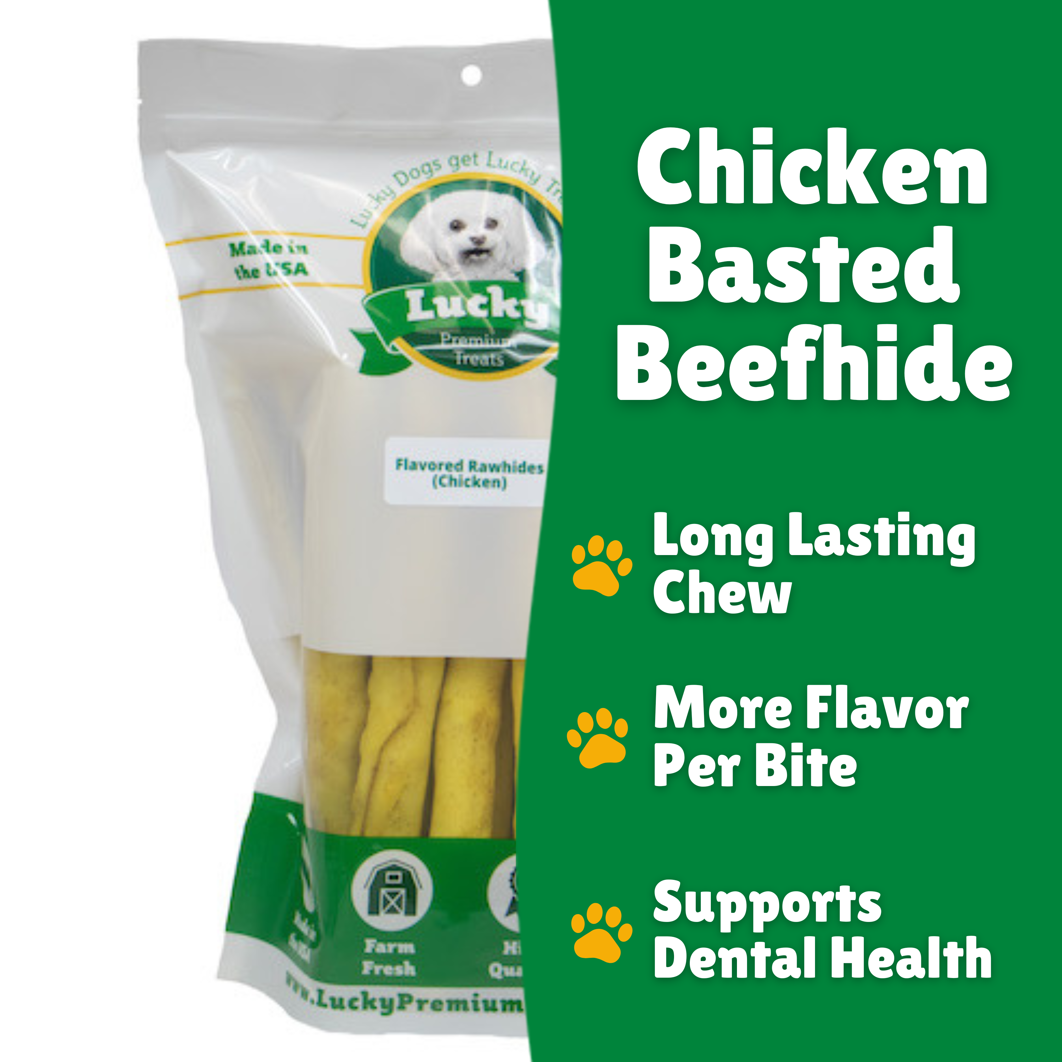 Beefhide facts + Long lasting + Per bite + Dental Health
