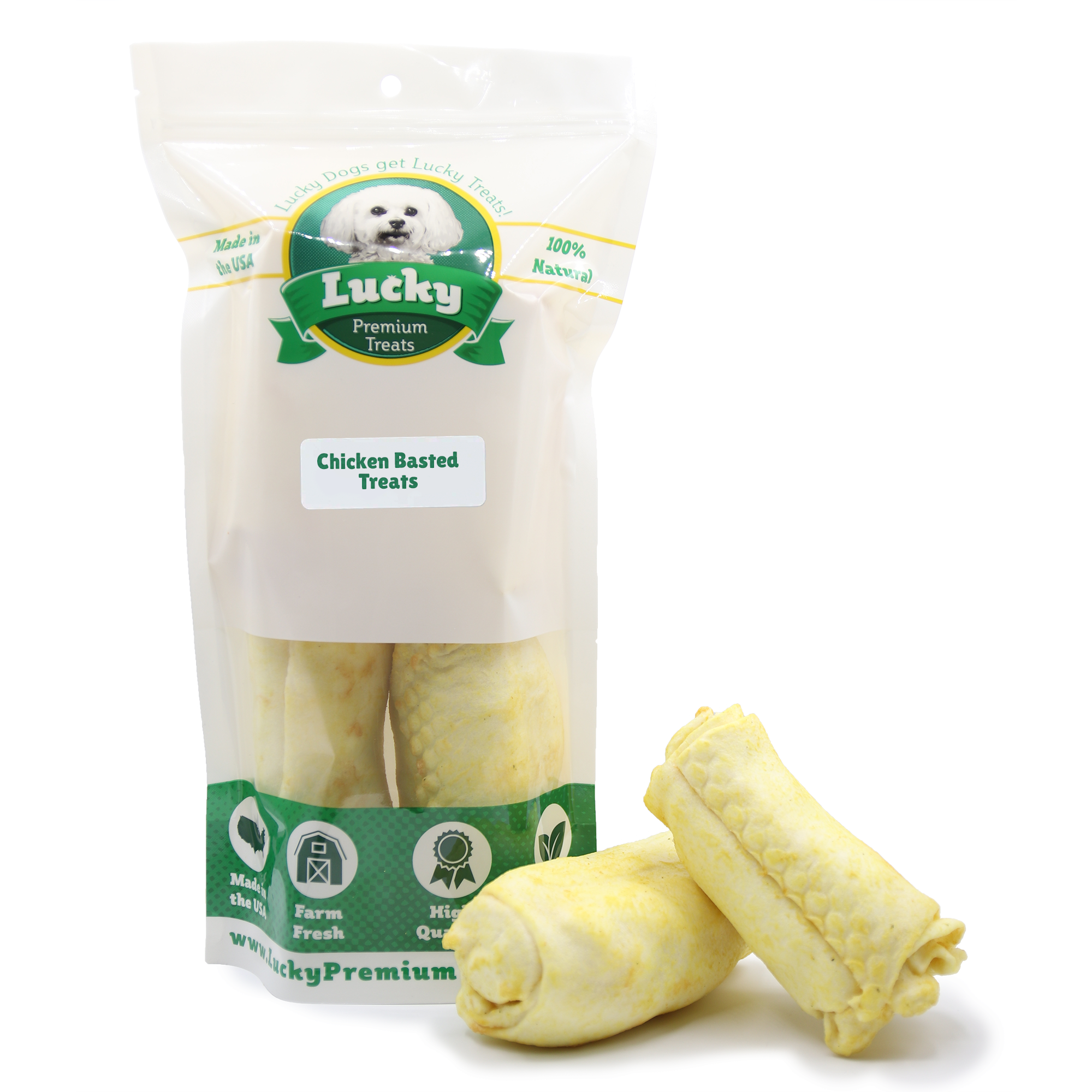 Stubby Rawhide Dog Chews – Plain & Basted Flavors