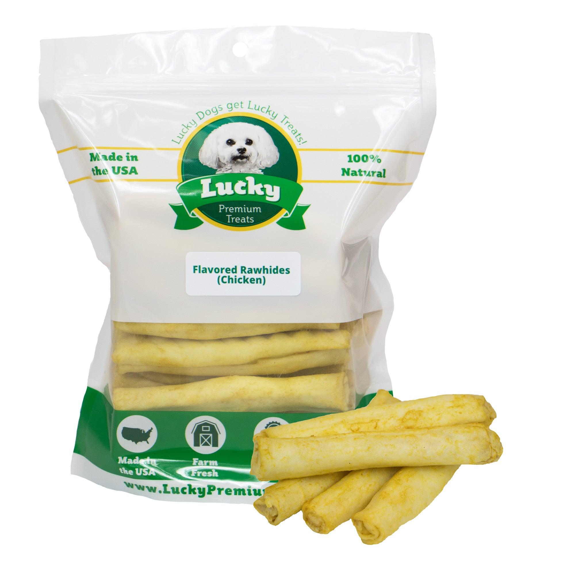 Medium Size Rawhide Dog Chews – Plain & Basted Flavors