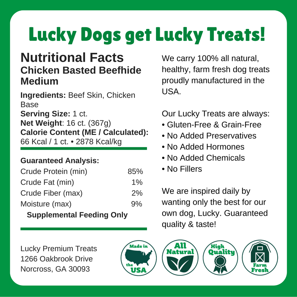 Nutritional Facts + Beefhide + Regular + All Natural + No chemicals + No added hormones + No fillers 