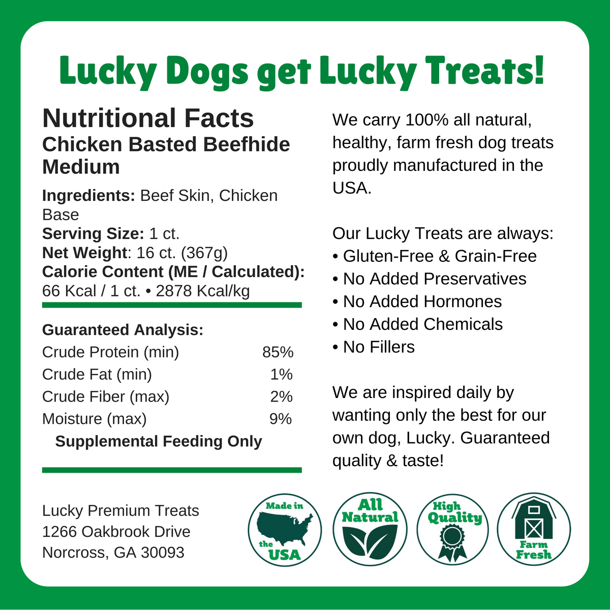 Nutritional Facts + Beefhide + Regular + All Natural + No chemicals + No added hormones + No fillers 