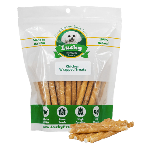 Chicken Wrapped Beefhide Dog Treats for Small Dogs - Lucky Premium Treats