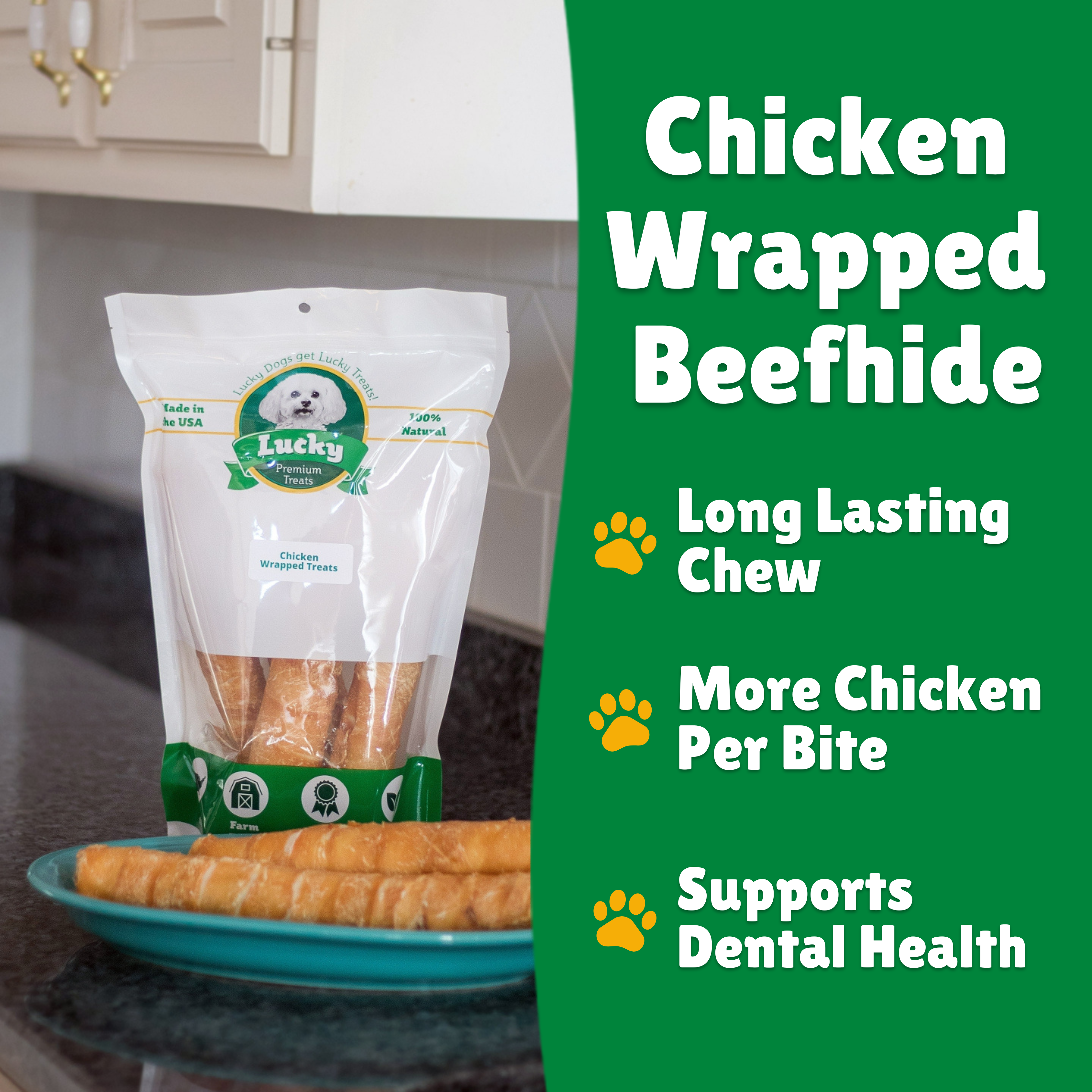 Beefhide facts + Long lasting + Per bite + Dental Health