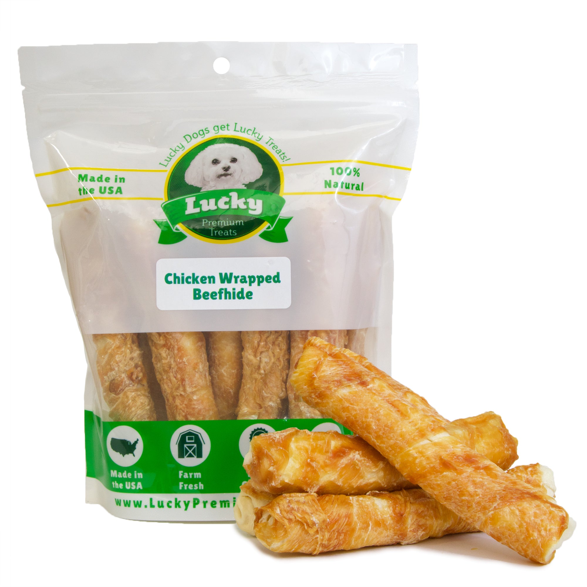 Chicken Wrapped Beefhide Treats for Medium Dogs