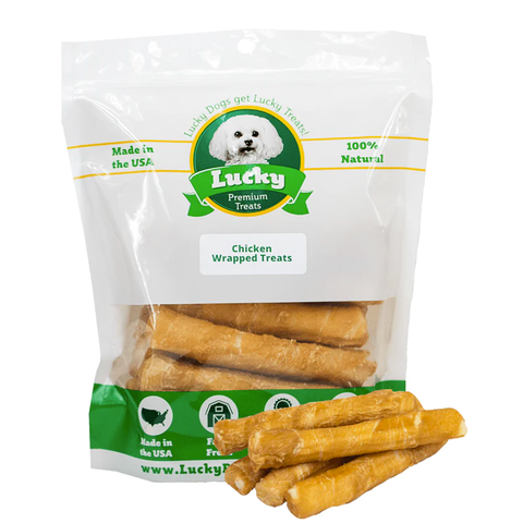 Chicken Wrapped Beefhide Treats for Medium Dogs - Lucky Premium Treats