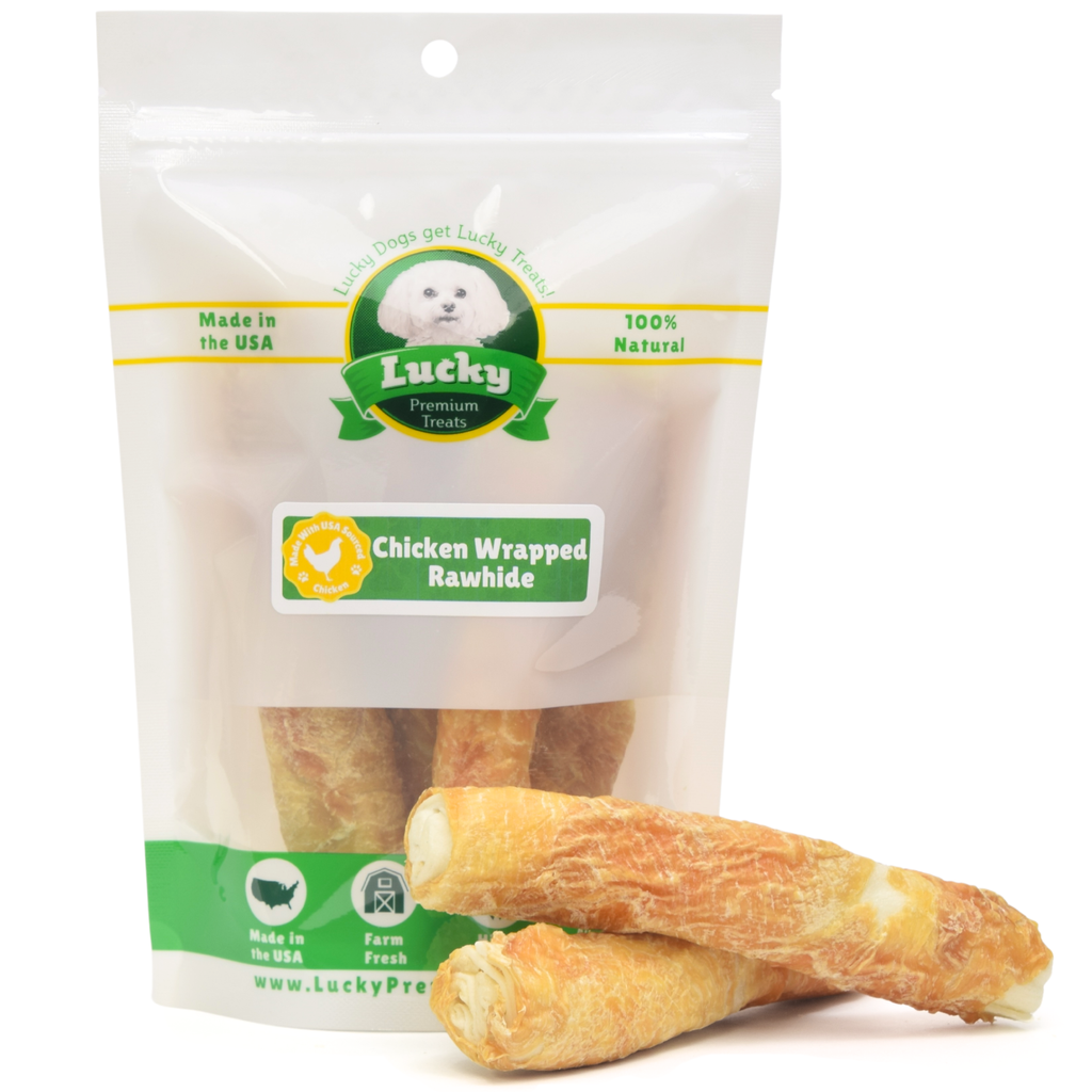 Chicken Wrapped Rawhide Treats for Medium Dogs