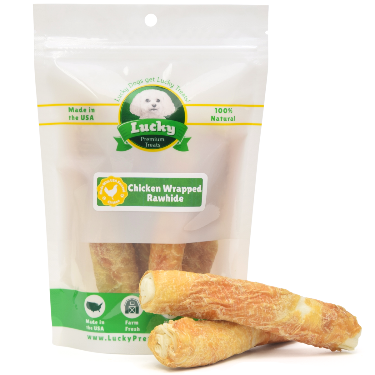 Chicken Wrapped Rawhide Treats for Medium Dogs
