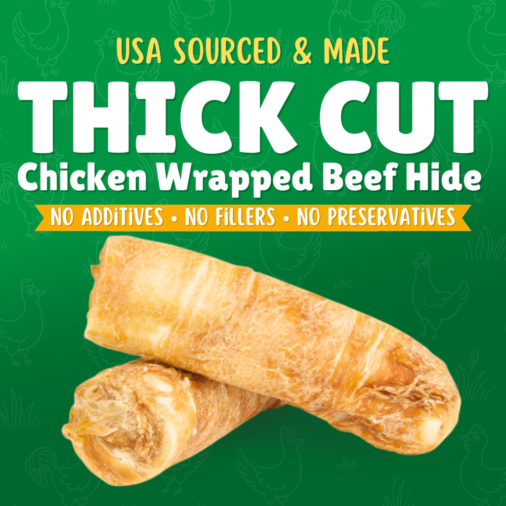 Chicken Wrapped Rawhide Thick Cut Mediums