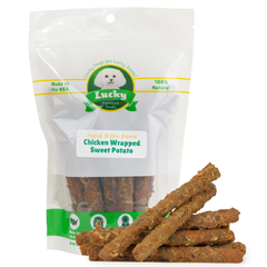 Peanut Butter Dipped Chicken Wrapped Sweet Potato