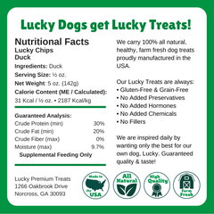  Nutritional Facts + LC Duck + All Natural + No chemicals + No added hormones + No fillers 