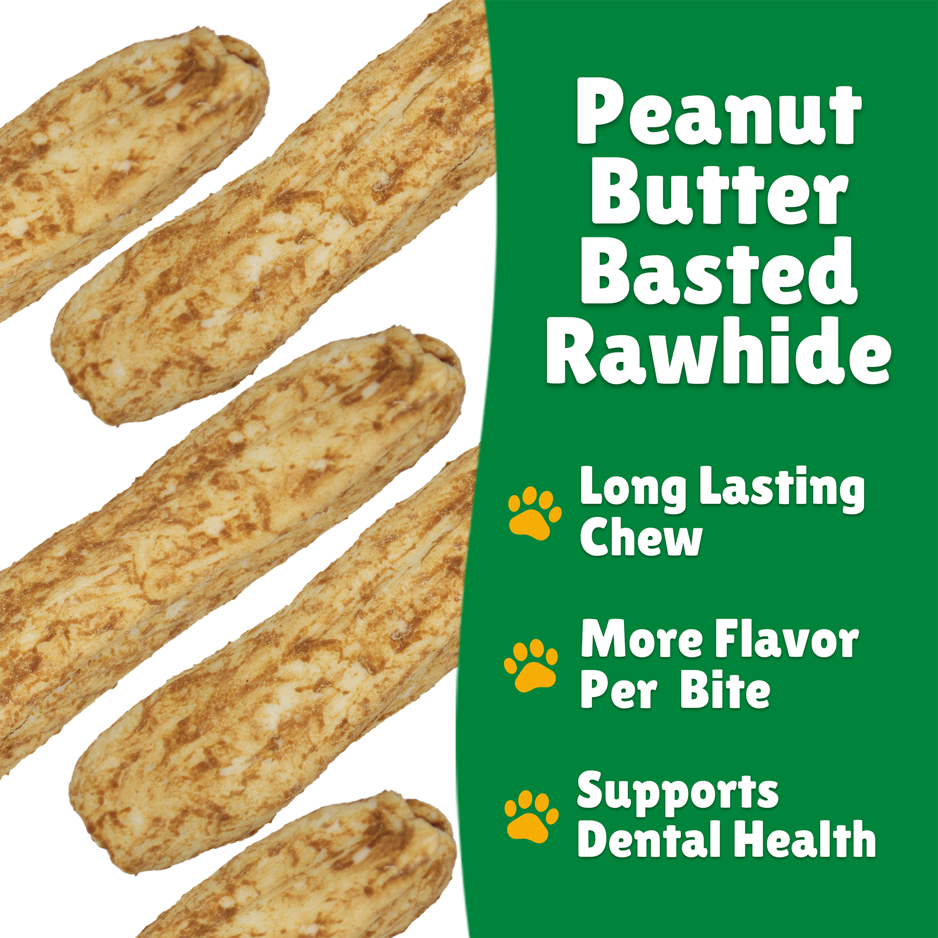 Peanut Butter Basted Beefhide: Bull Sticks