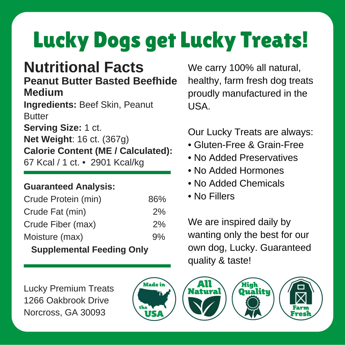Nutritional Facts + Beefhide + Regular + All Natural + No chemicals + No added hormones + No fillers 