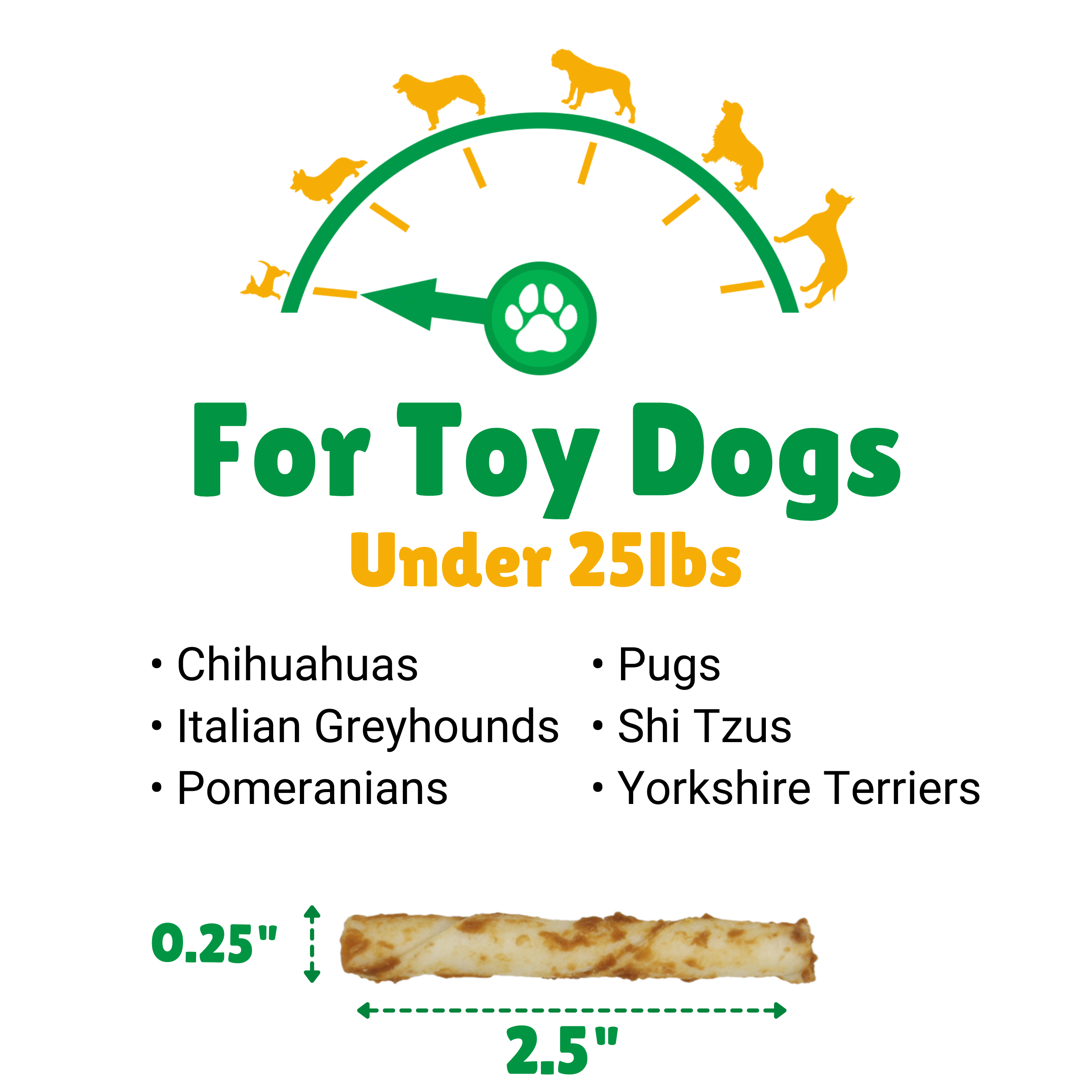 Toy Size Rawhide Dog Chews – Plain & Basted Flavors
