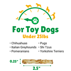 Toy Size Rawhide Dog Chews – Plain & Basted Flavors