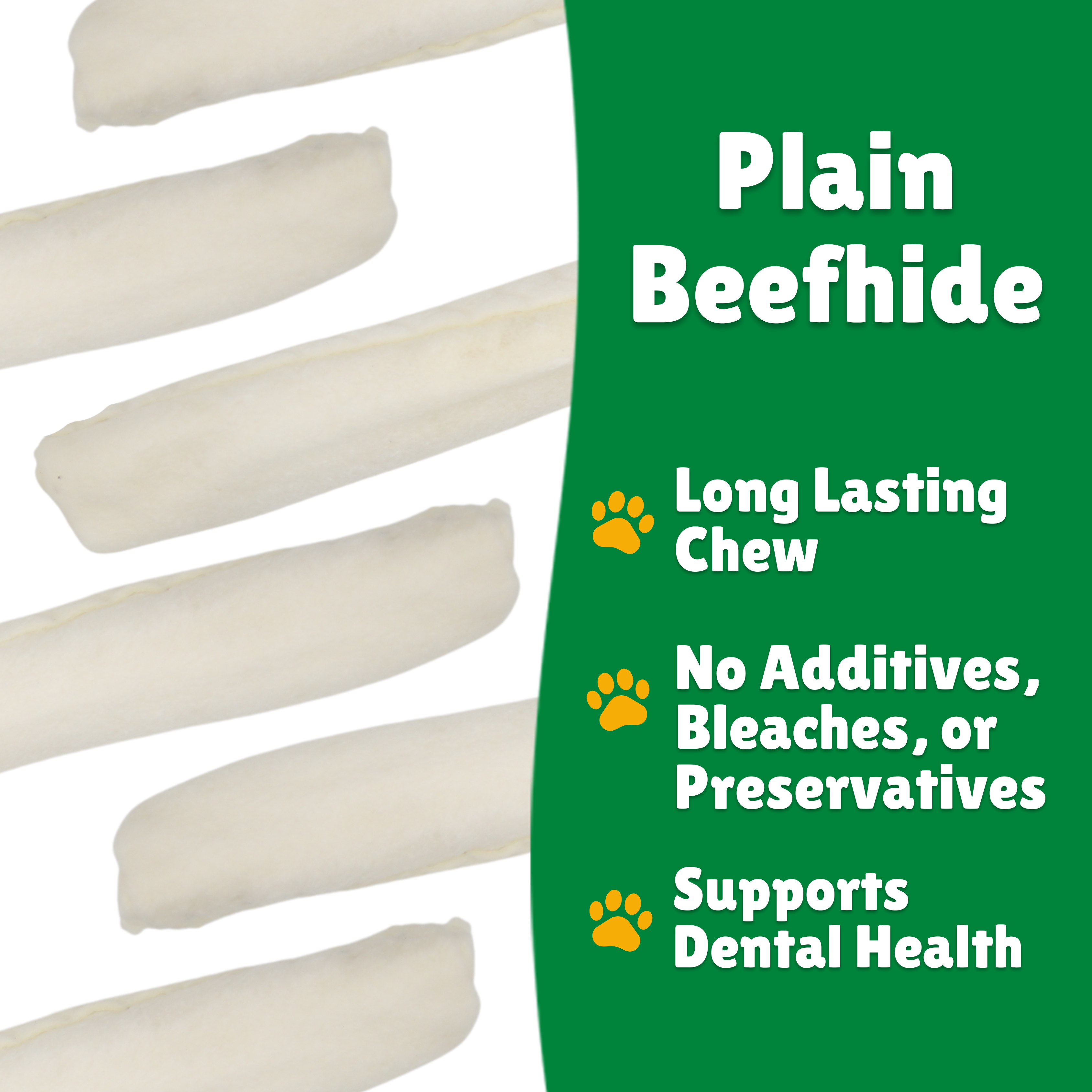 Beefhide facts + Long lasting + Per bite + Dental Health