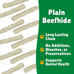 Toy Size Rawhide Dog Chews – Plain & Basted Flavors