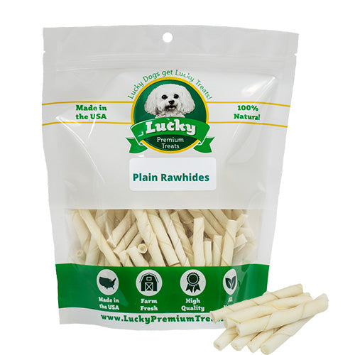 Toy Size Rawhide Dog Chews – Plain & Basted Flavors