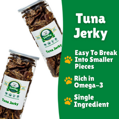 Tuna Jerky facts + easy to break + Rich Omega-3  + single ingredient