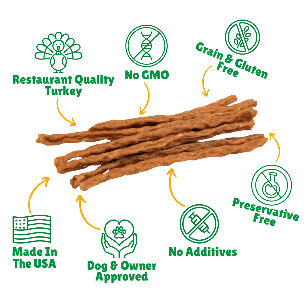  No GMO + Grain & Gluten free + Preservative Free + No Additives + Quality Turkey + Single Ingredients + Dog & Owner Approved + Made in USA