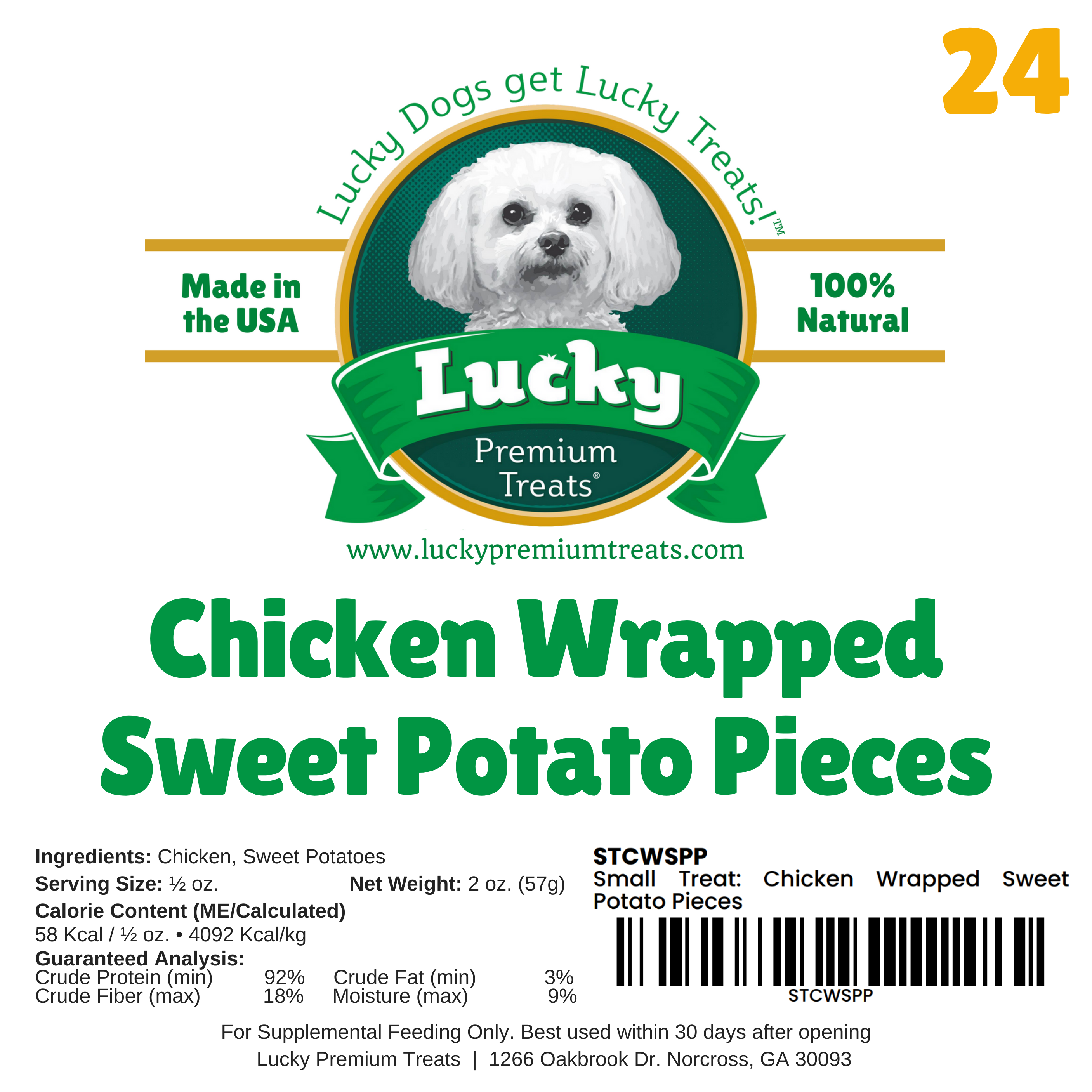 Small Treat: Chicken Wrapped Sweet Potato Pieces