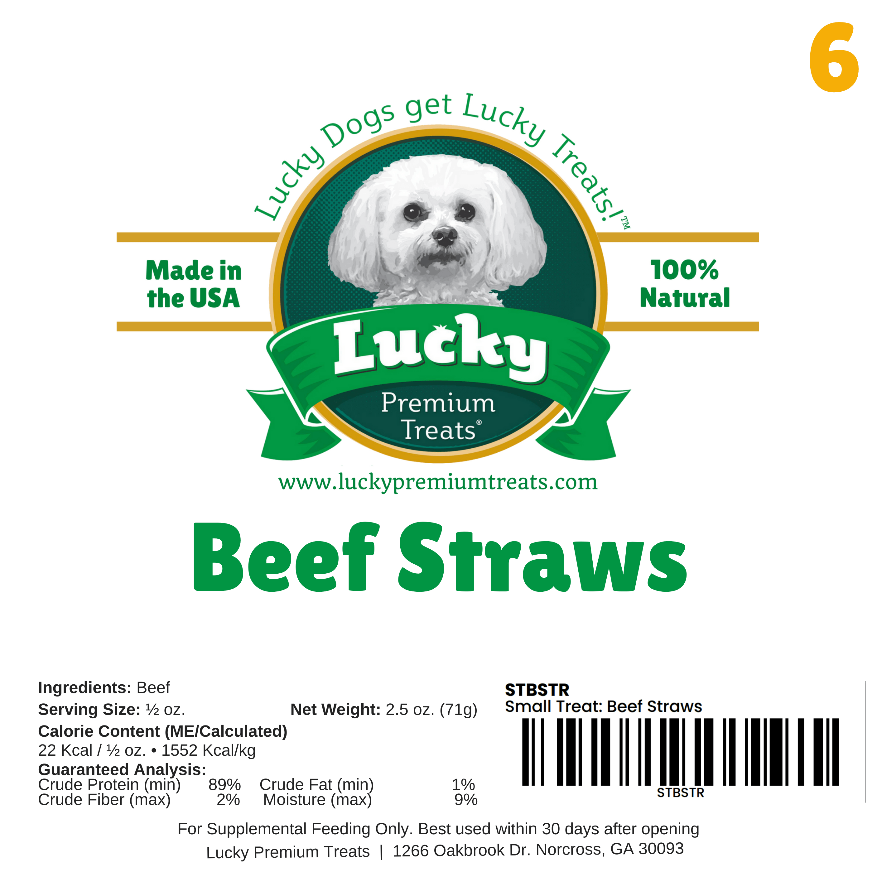 Small Treat: Beef Straws - Lucky Premium Treats