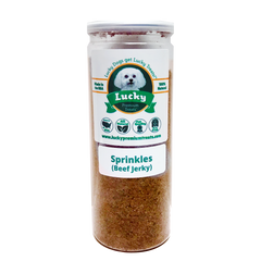 Lucky Premium Treats - Beef Jerky Sprinkles Dog Treats, Jar
