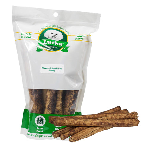 Beef Basted Beefhide: Bull Sticks - Lucky Premium Treats