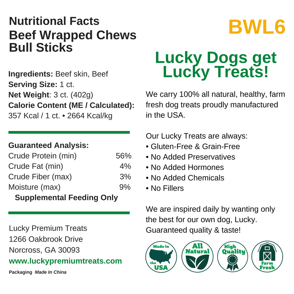 Nutritional Facts + Beefhide + Regular + All Natural + No chemicals + No added hormones + No fillers 