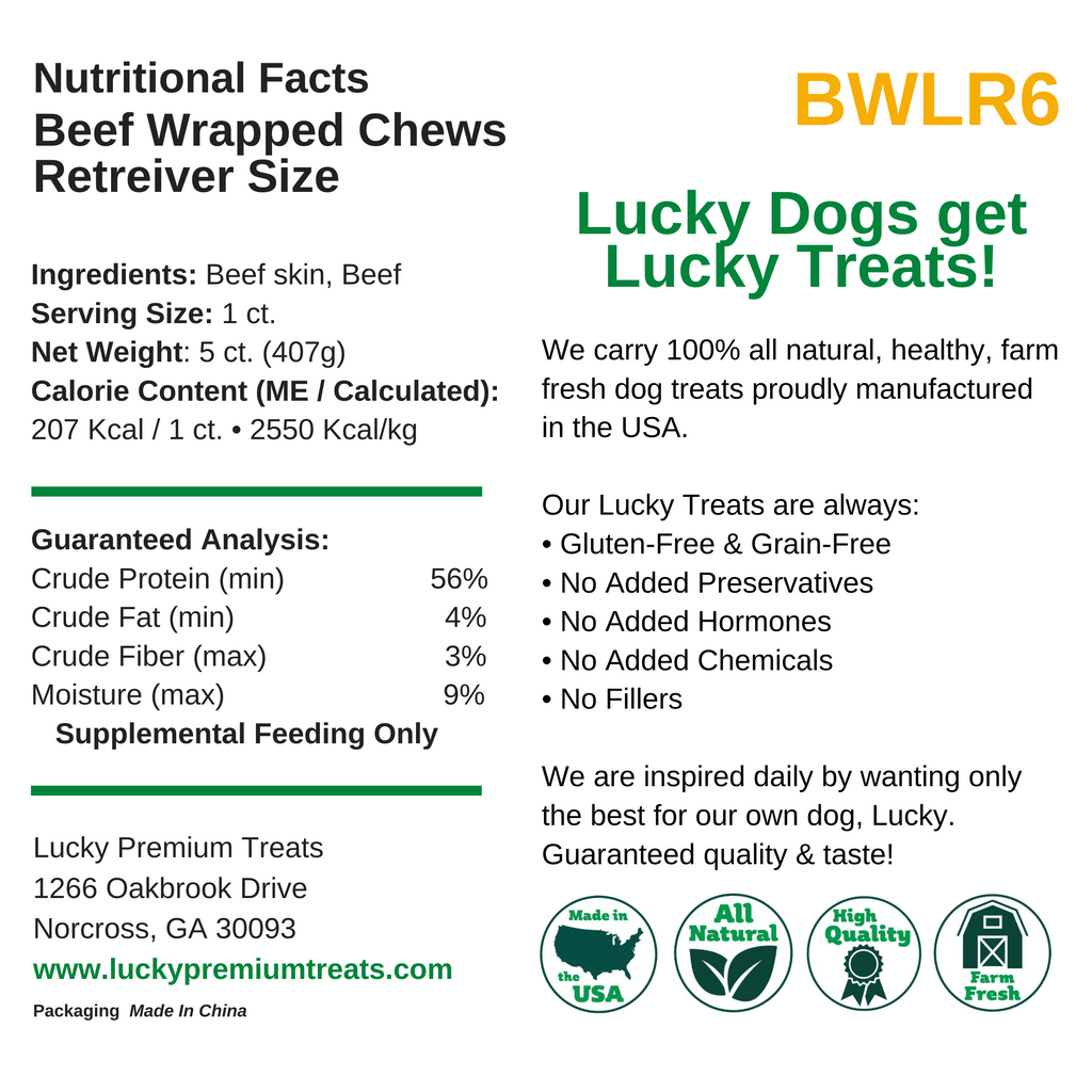 Nutritional Facts + Beefhide + Regular + All Natural + No chemicals + No added hormones + No fillers 