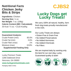 Nutritional Facts + Chicken Jerky  + All Natural + No chemicals + No added hormones + No fillers 