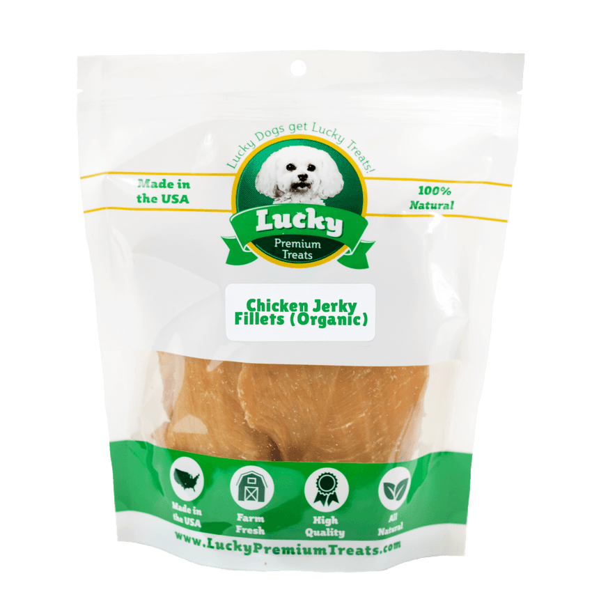 Lucky Premium Treats Dog Treats - Organic Chicken Jerky Fillets, Bag