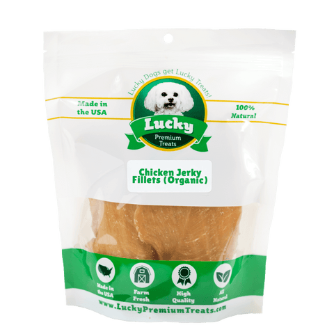 Lucky Premium Treats Dog Treats - Organic Chicken Jerky Fillets, Bag